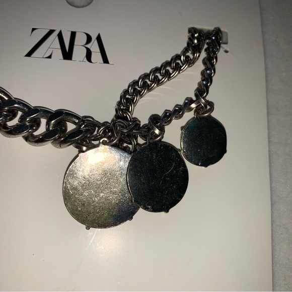 Zara coin necklace silver tone Cuban chunky link new with tags - Picture 6 of 8